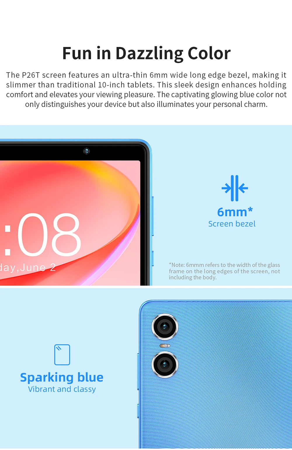 TECLAST P26T 10.1" Android Tablet - 128GB, Blue