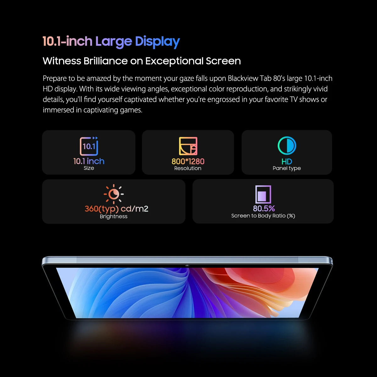 BLACKVIEW Tab 80 WiFi 10.1" HD Android Tablet - 128GB