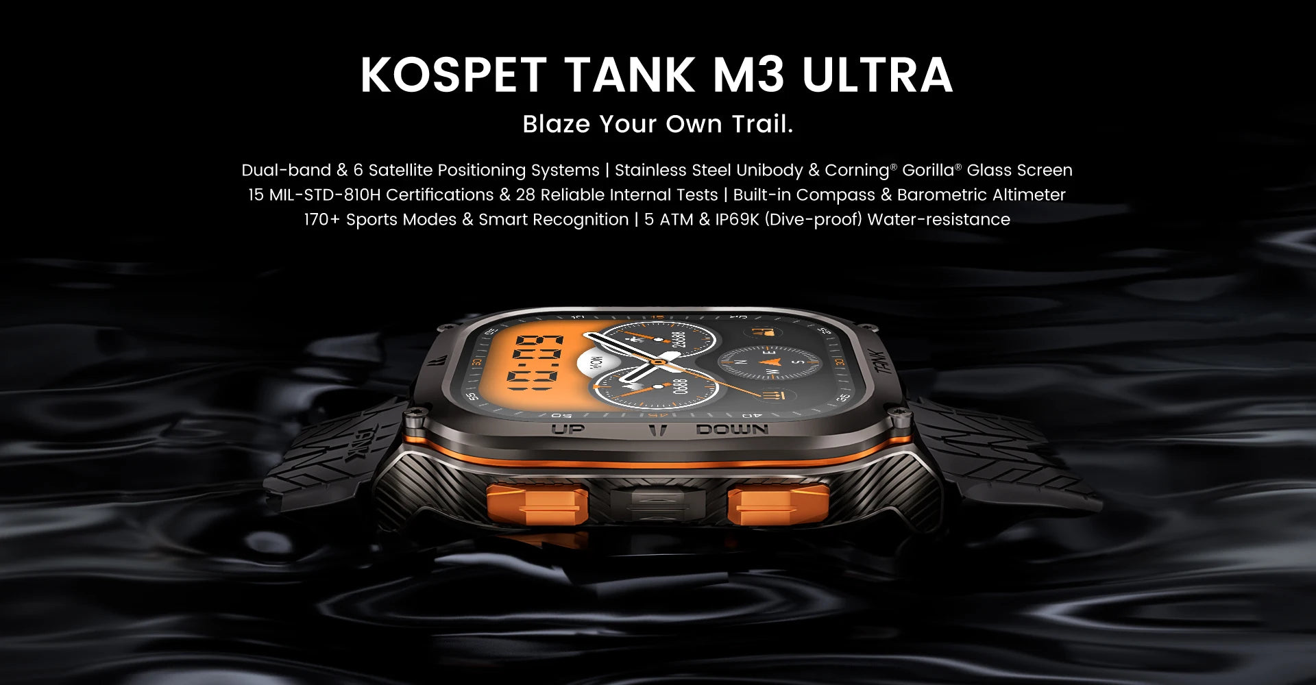 KOSPET Tank M3 Ultra 1.96" AMOLED GPS Smart Watch
