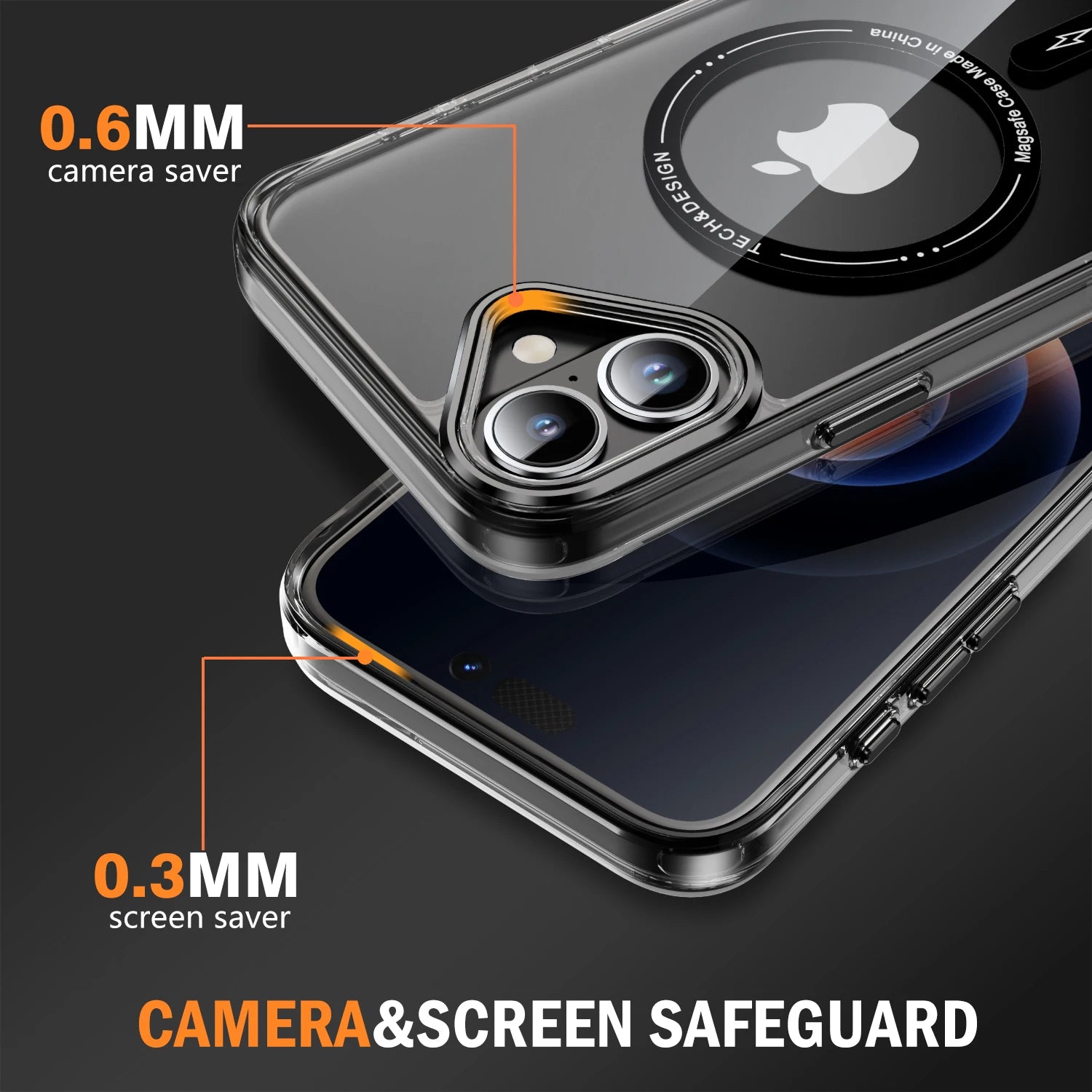 Ultra Thin Transparent MagSafe Shockproof Case for Apple iPhone