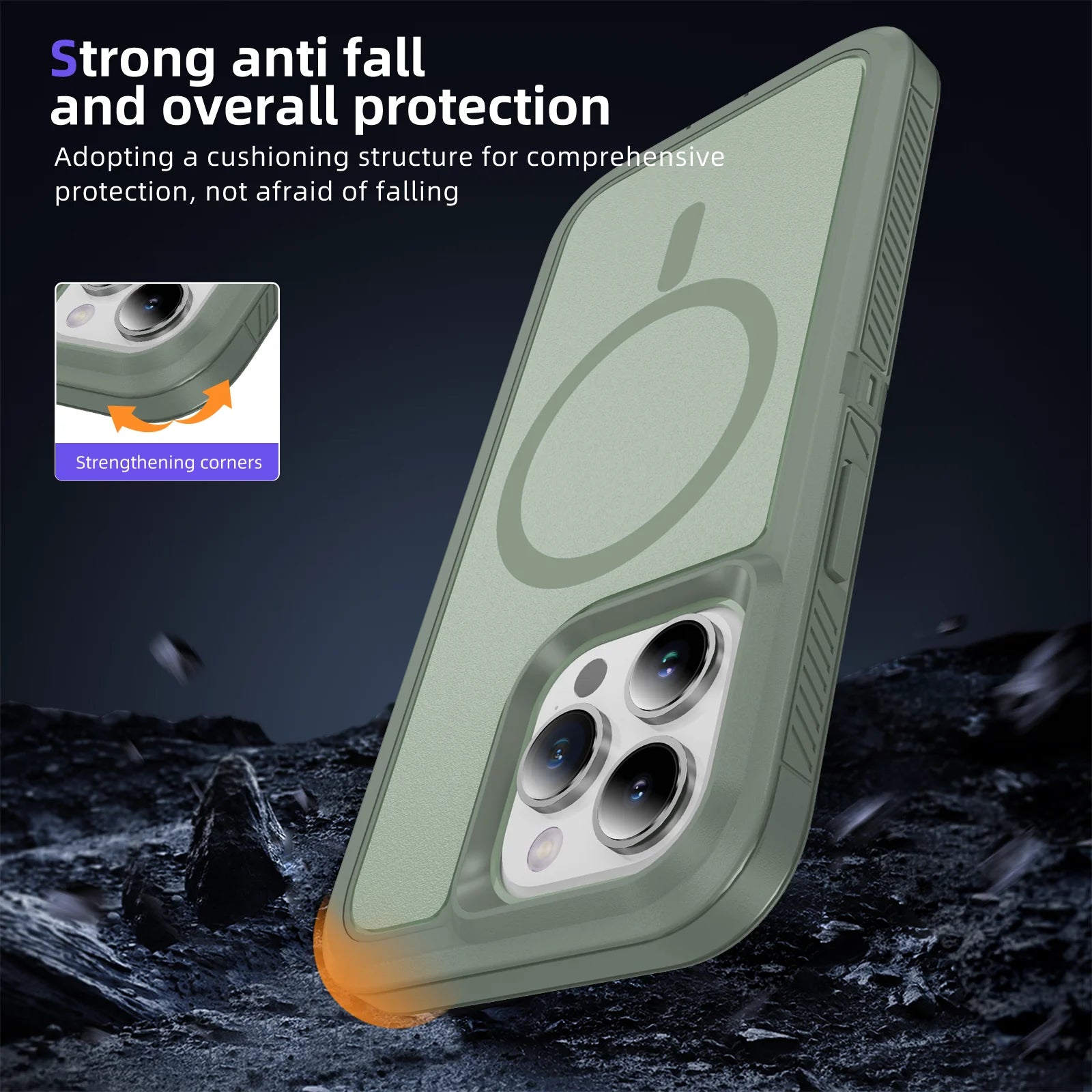 MagSafe Shockproof Double Layer Matte Case for iPhone
