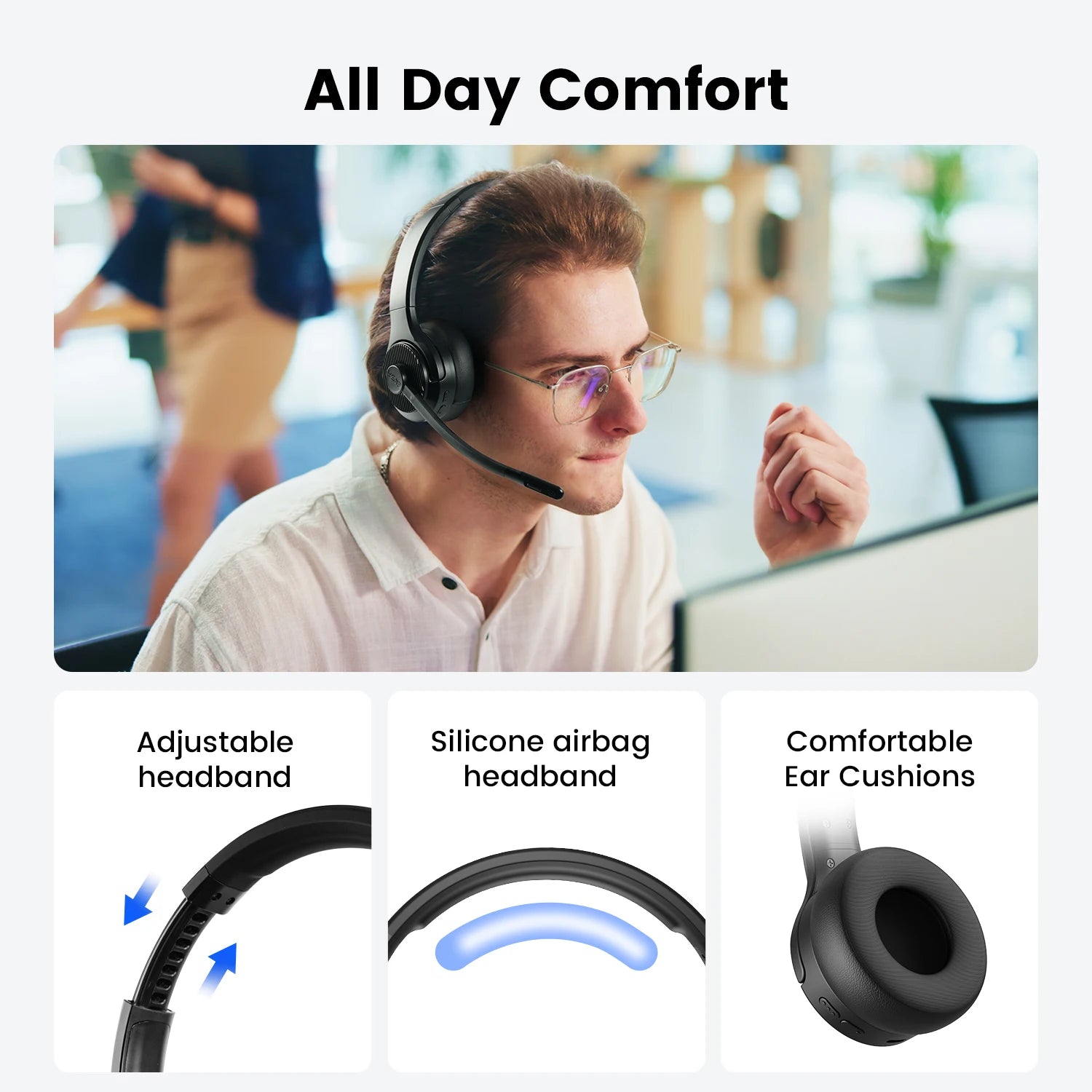 EKSA H3 Bluetooth Wireless Office Headset