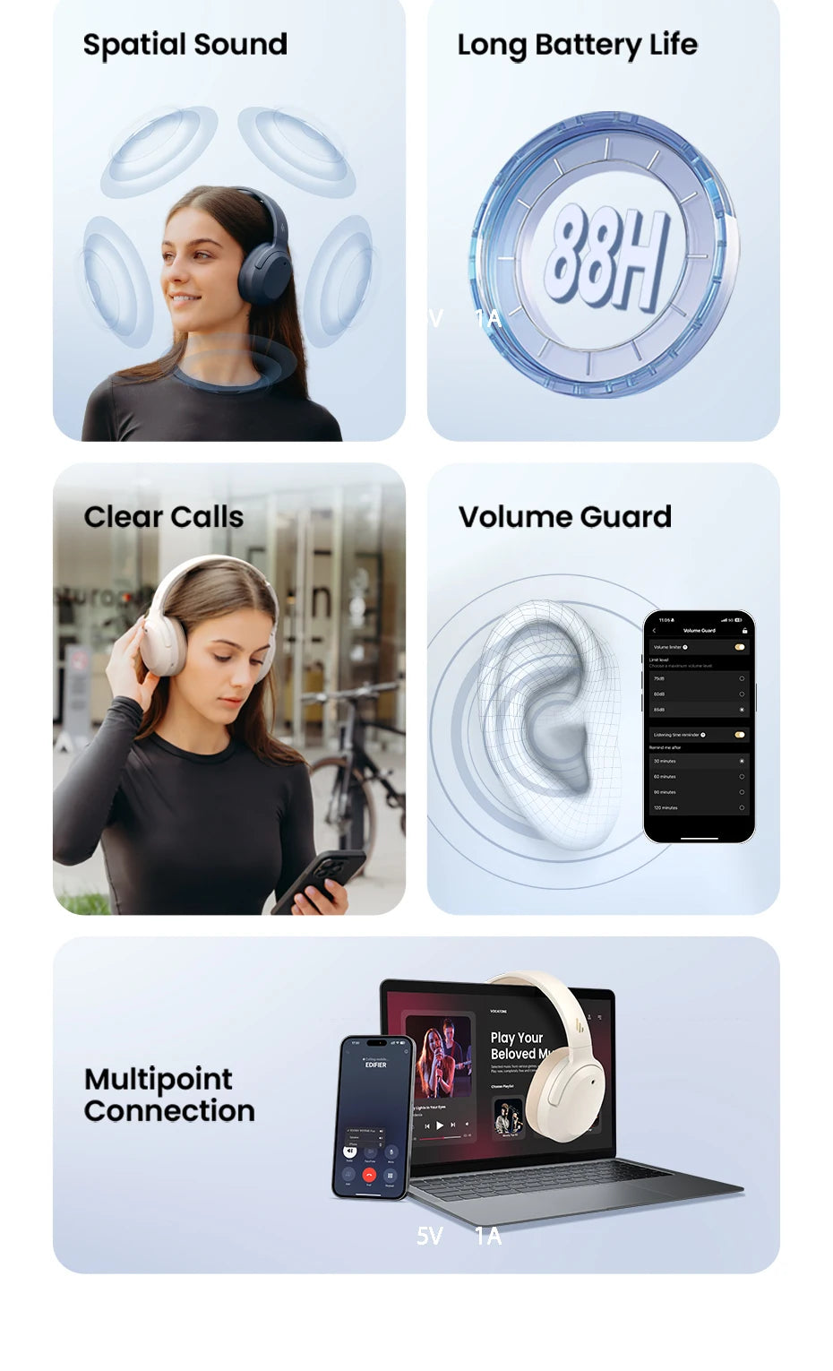 EDIFIER W820NB Plus Noise Cancelling Bluetooth Wireless Headphones