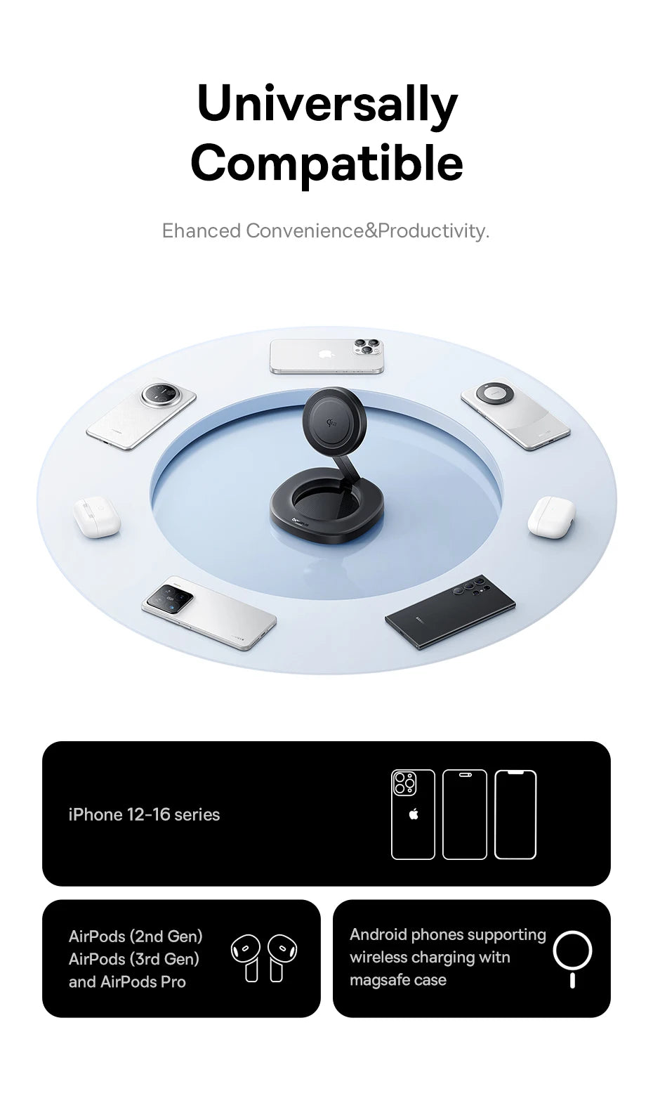 BASEUS Enerfill Qi2 Foldable Wireless Charger Stand