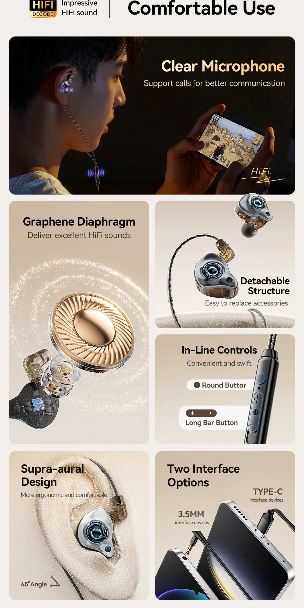 ESSAGER S25 3.5mm Detachable Wired Earphones