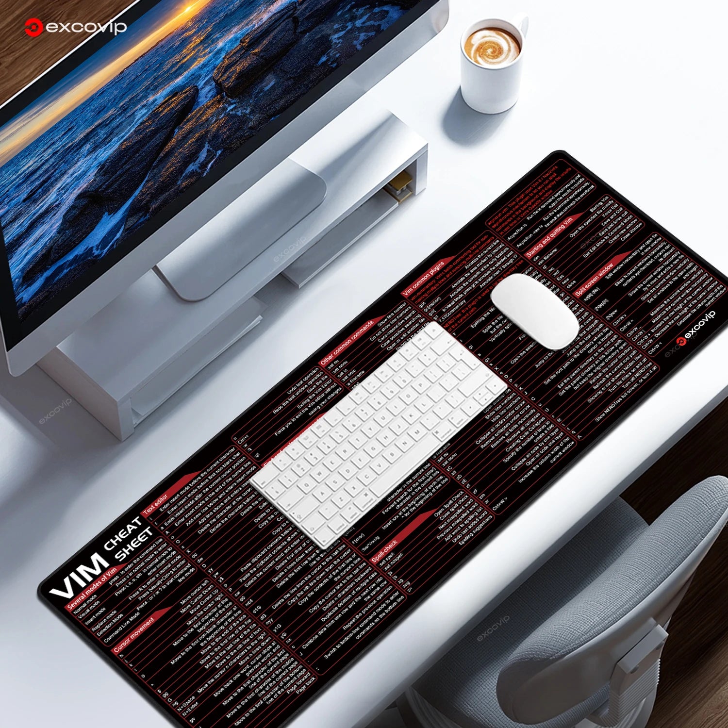 EXCO Non-Slip VIM Cheat Sheet Desk Mat & Gaming Pad