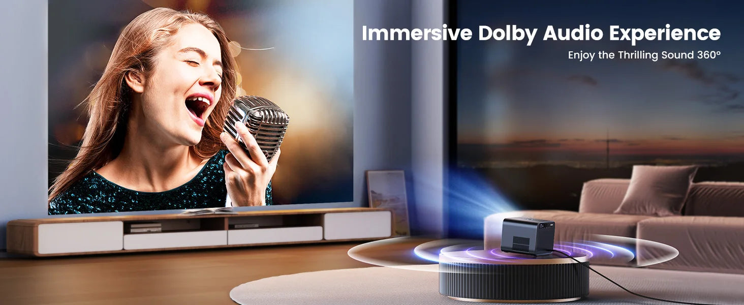WiMius 30000 Lumens 4k Portable Bluetooth Home Cinema Projector