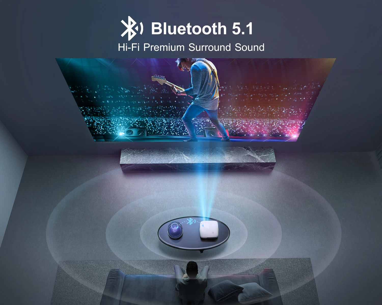 WiMius 15000 Lumens Portable Bluetooth Home Cinema Projector