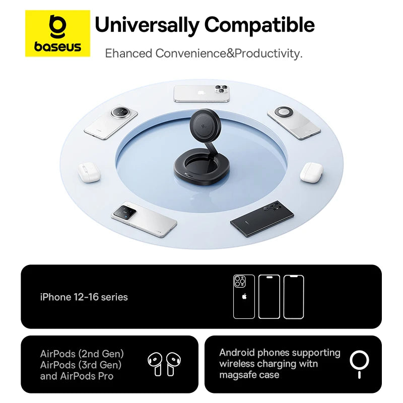 BASEUS Enerfill Qi2 Foldable Wireless Charger Stand