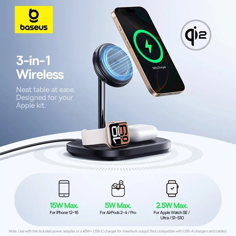 BASEUS Enerfill FS4 3in1 Wireless Charging Stand with TEC Cooling