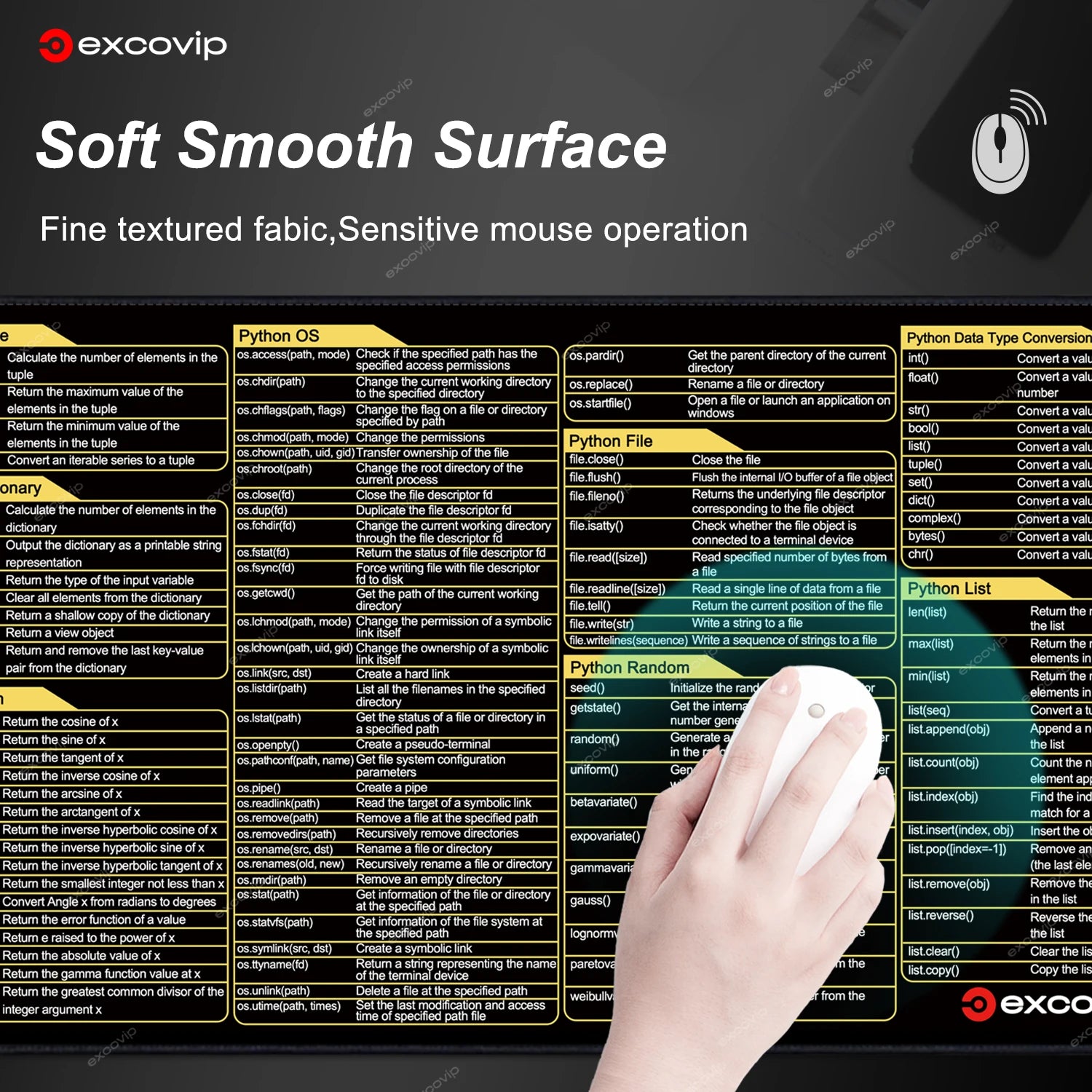 EXCO Non-Slip Python Programming Desk Mat & Gaming Pad