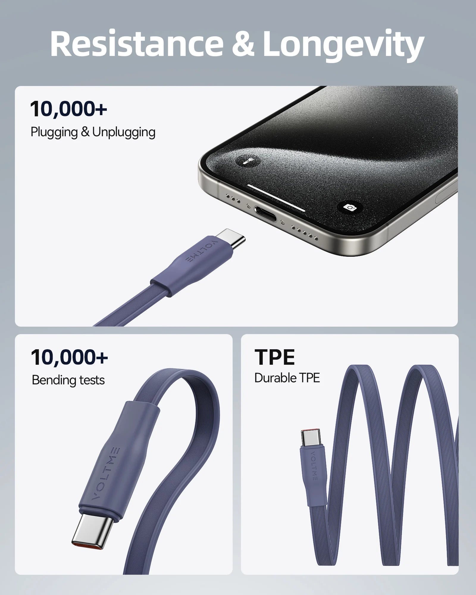 VOLTME 100W Retractable Type-C to Type-C Charging and Data Cable