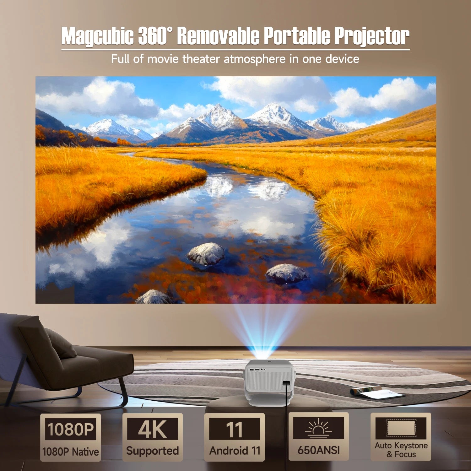 MAGCUBIC L018 Portable Bluetooth Home Cinema Projector