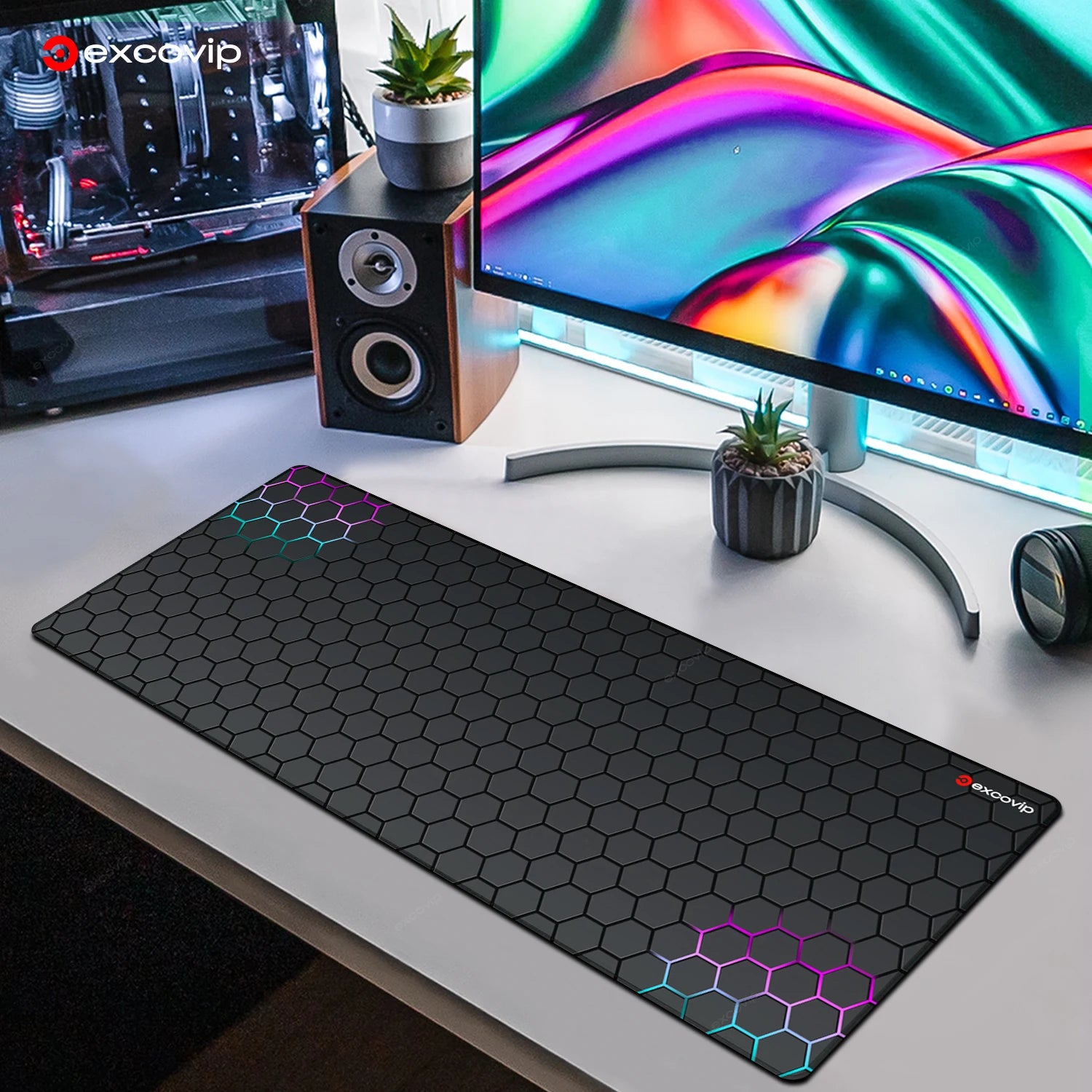 EXCO Non-Slip Hexagon Design Desk Mat & Gaming Pad