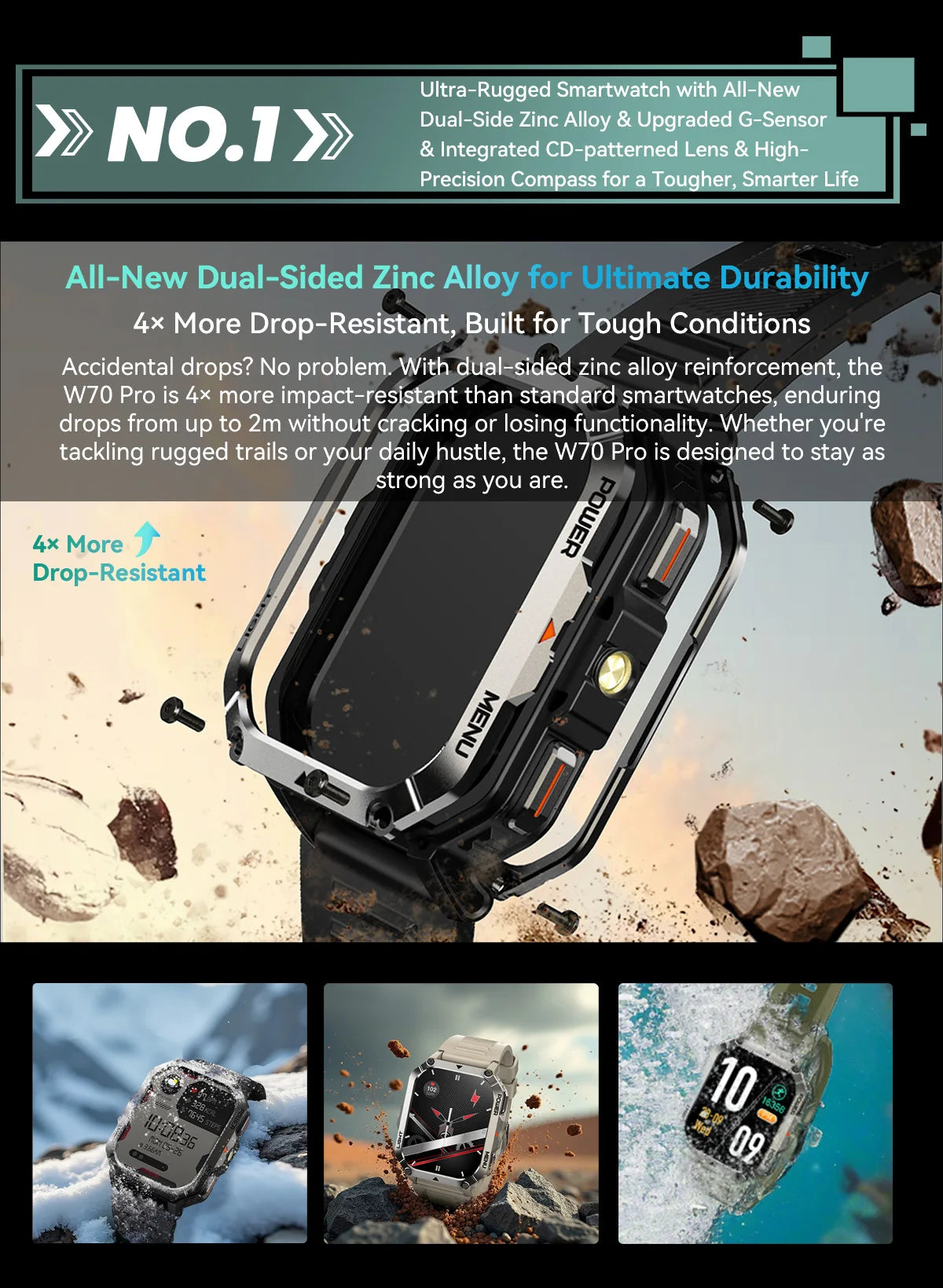 BLACKVIEW W70 2.01" Tactical Smart Watch