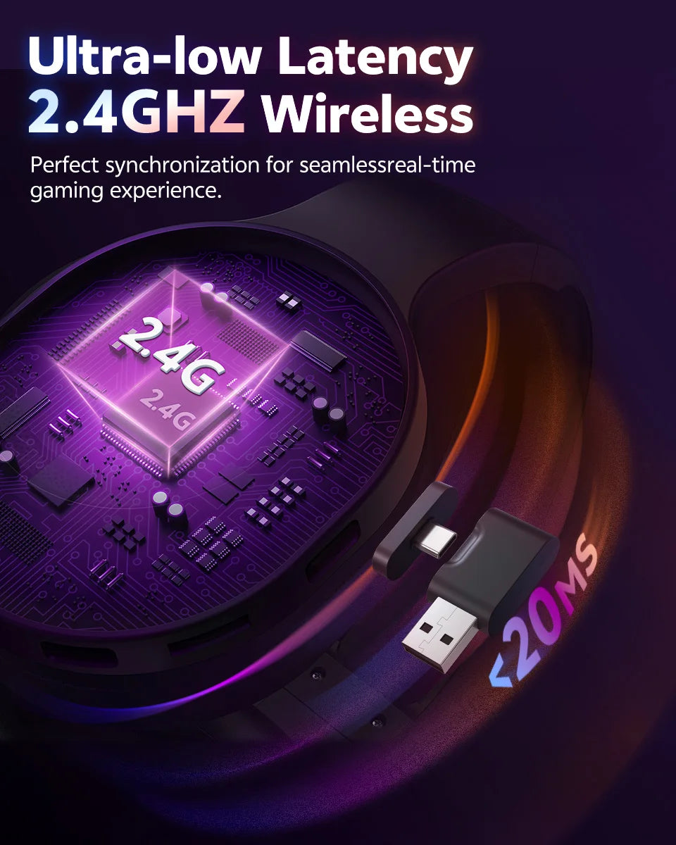 QCY Heroad V200 RGB Bluetooth Wireless Gaming Headphones