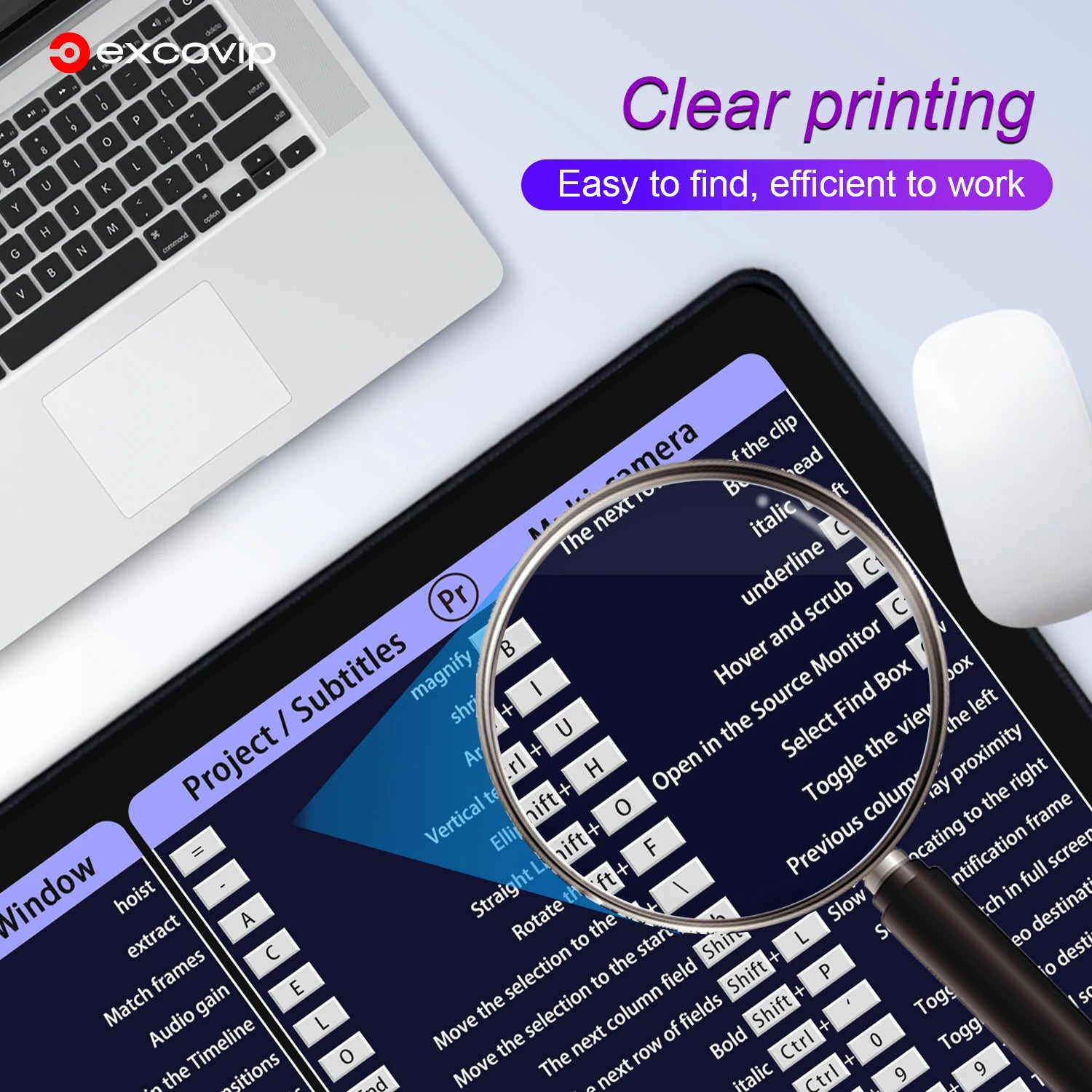 EXCO Non-Slip Adobe Shortcuts Desk Mat & Gaming Pad