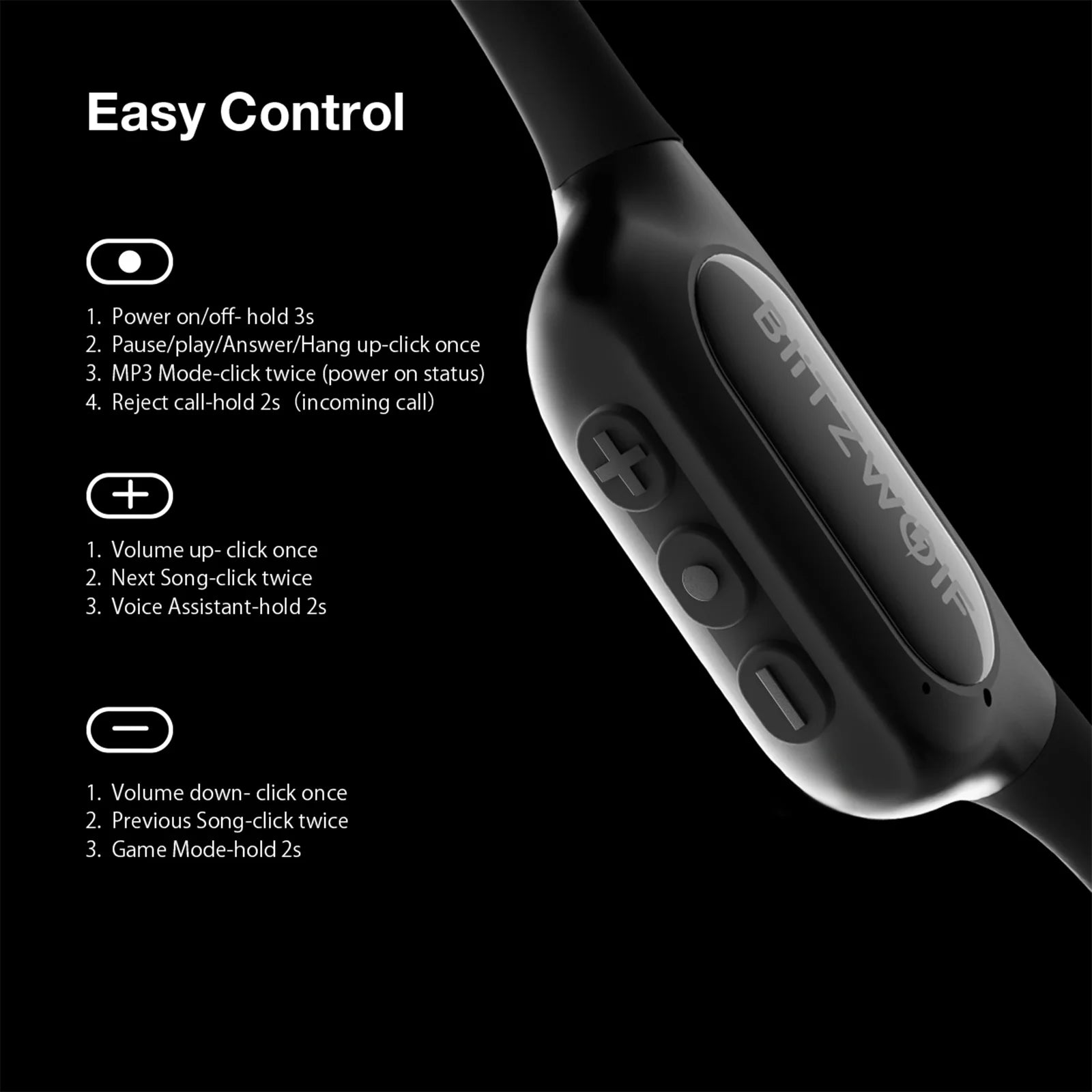 BLITZWOLF BW-BTS9 Bluetooth Wireless Bone Conduction Headphones