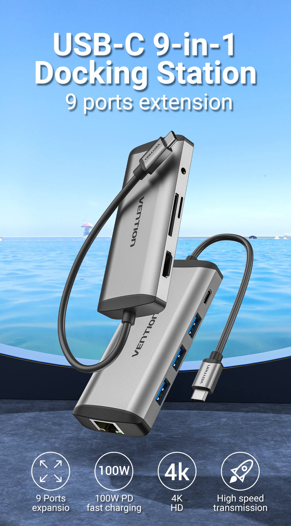 VENTION 9in1 Multiport Adapter Type-C Connection Hub