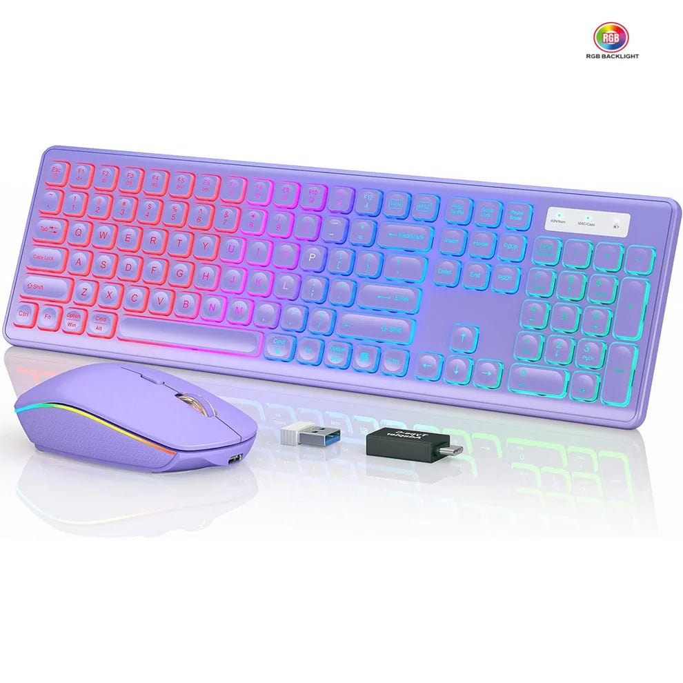 JOMAA RBG Backlit Rechargeable Wireless Keyboard and Mouse