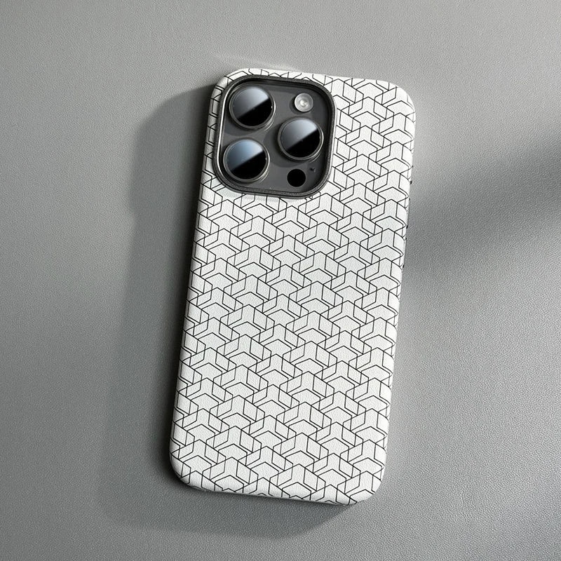 Geometric Pattern Leather MagSafe Case for Apple iPhone