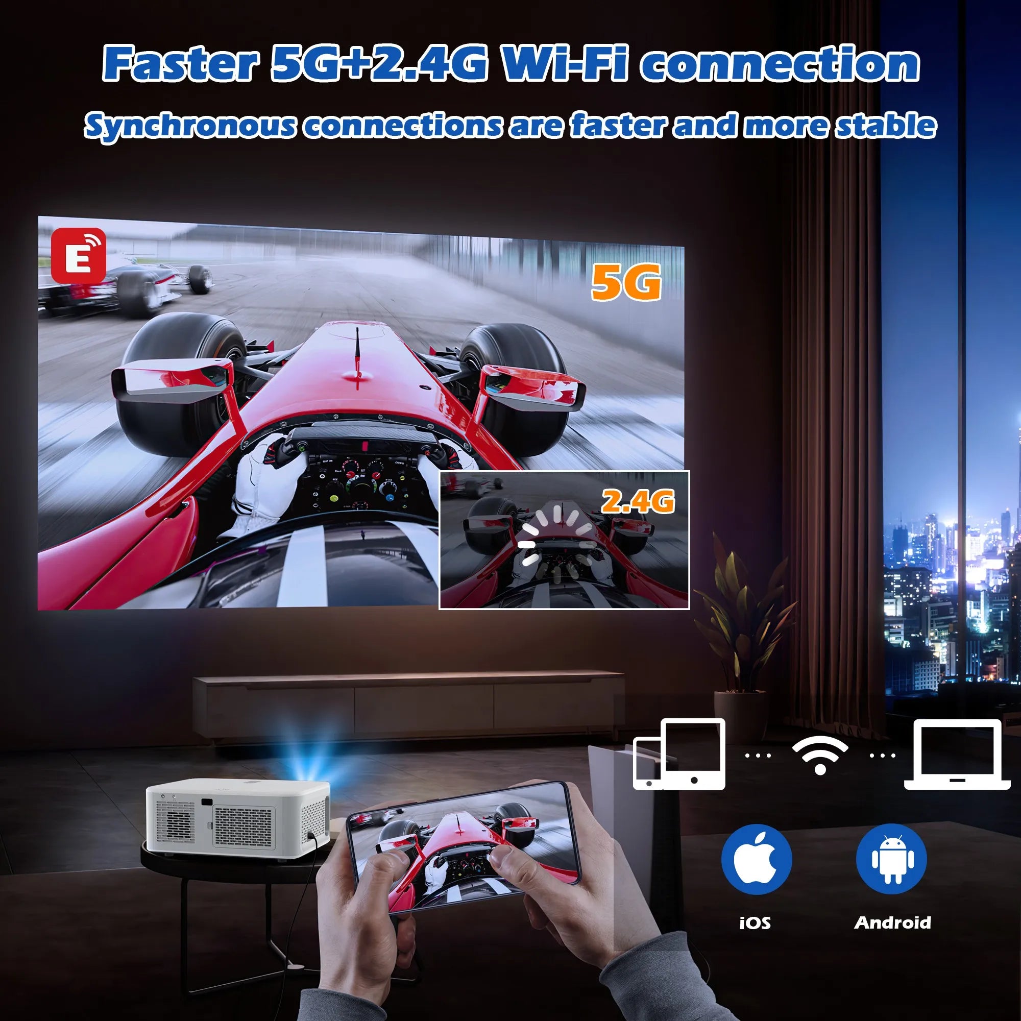 HORLAT 30000 Lumens 4K Smart Home Cinema Projector