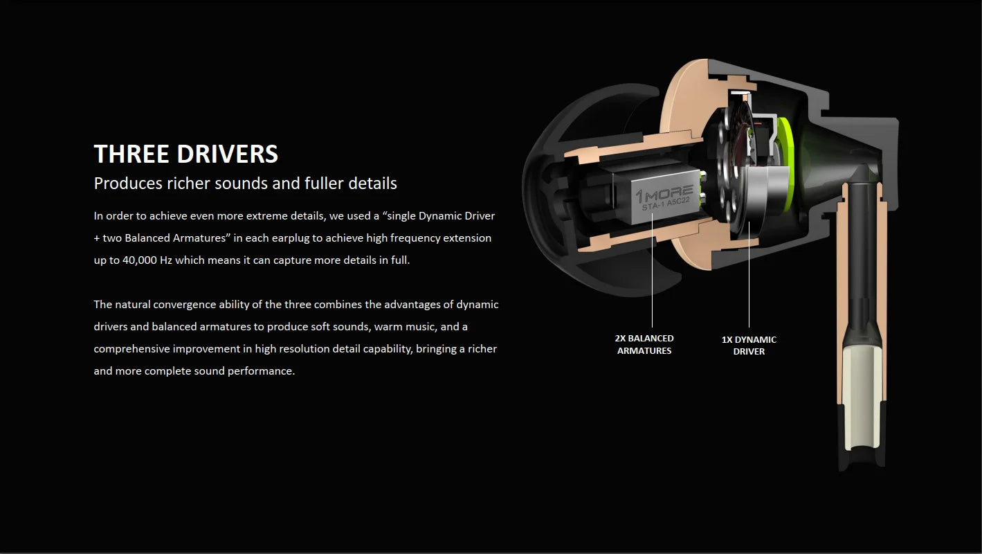 1MORE Triple Driver E1010 Wired Earphones