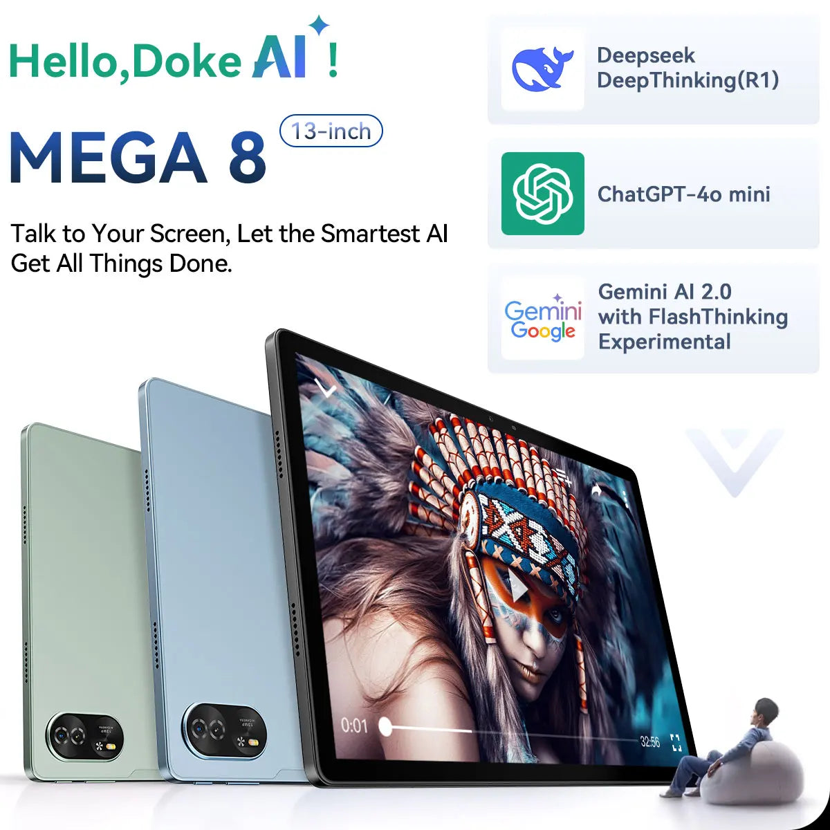 BLACKVIEW Mega 8 13" FHD 4G Android Tablet - 256GB