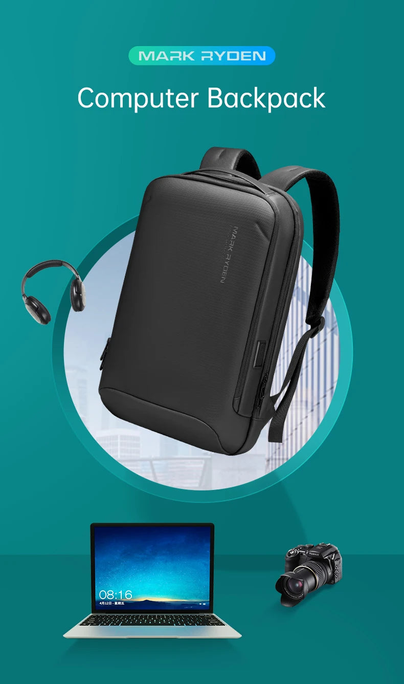 MARK RYDEN MR9008 Business Travel Backpack with USB Charging Port