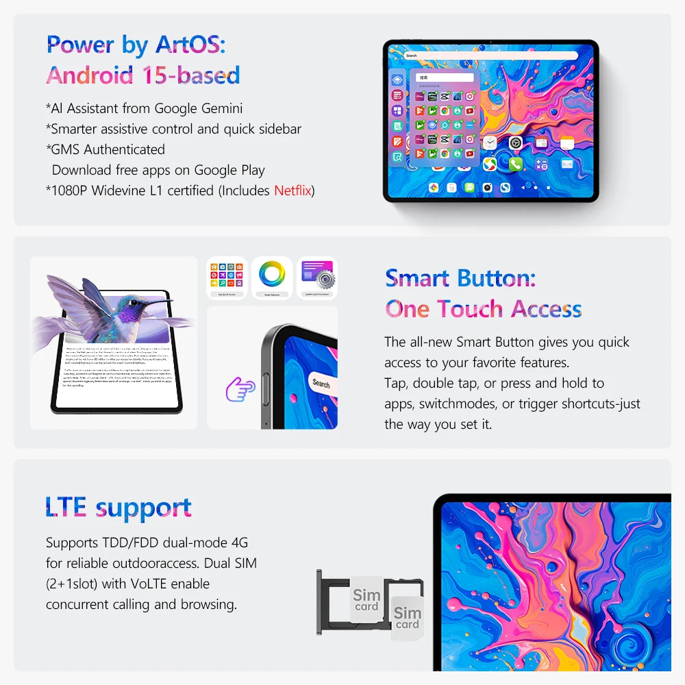 TECLAST ArtPad Pro 12.7" UHD Display Android Tablet - 256GB, Grey