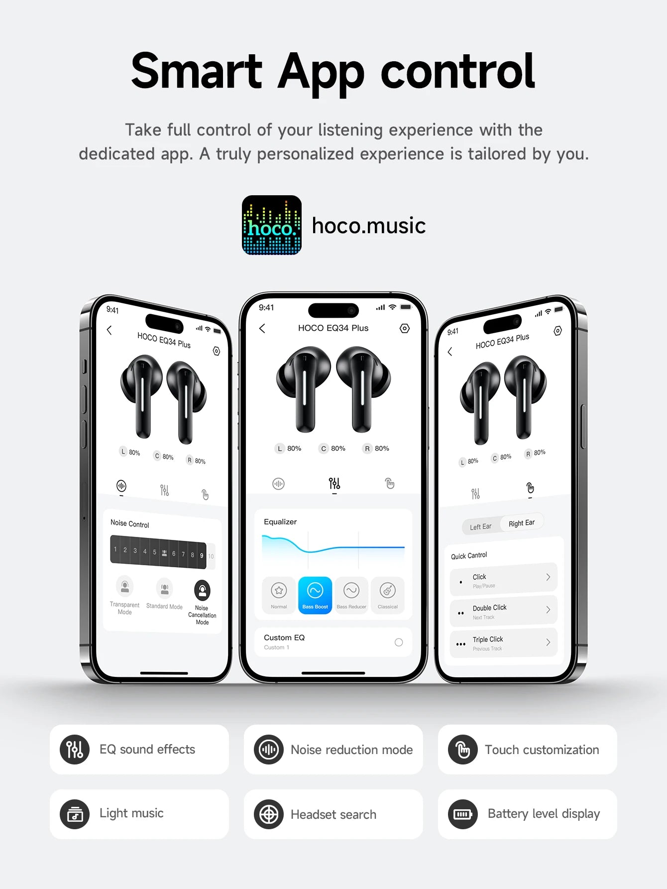 HOCO EQ34 Plus Noise Cancelling Bluetooth Wireless Earbuds