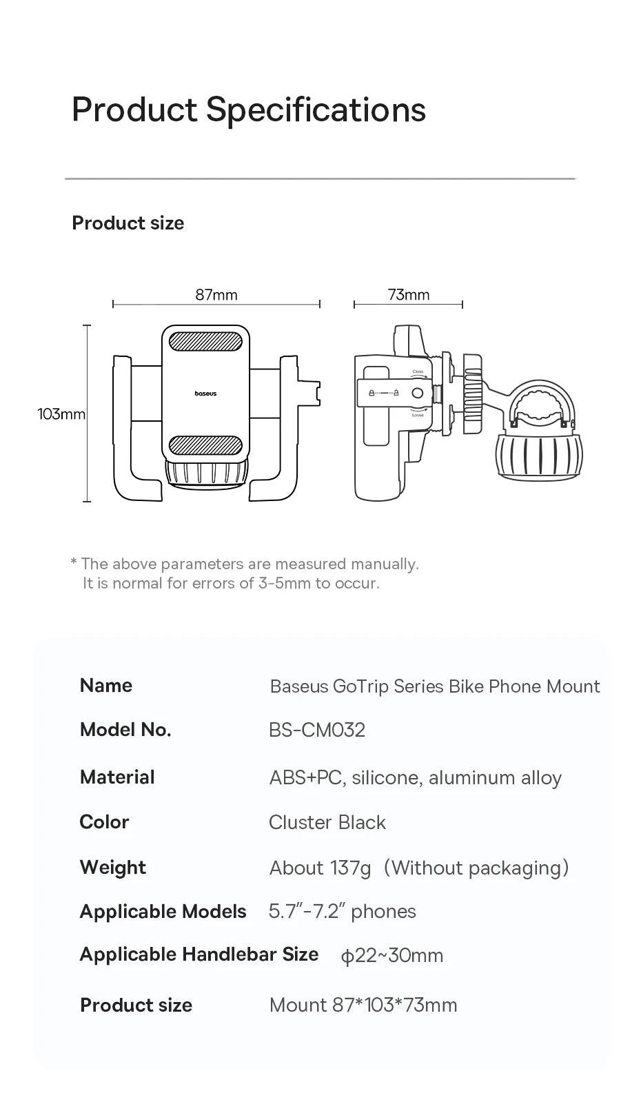 BASEUS GoTrip Series Bike Phone Mount