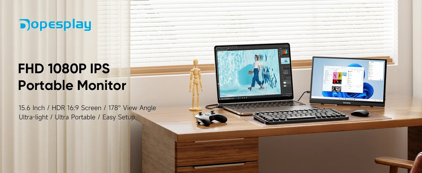 DOPESPLAY Full HD 15.6" Portable Monitor with Integrated Stand
