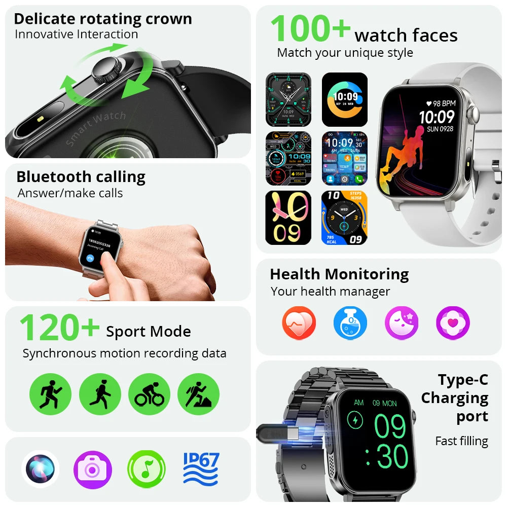 COLMI P80 1.83" HD Smart Watch with Flashlight