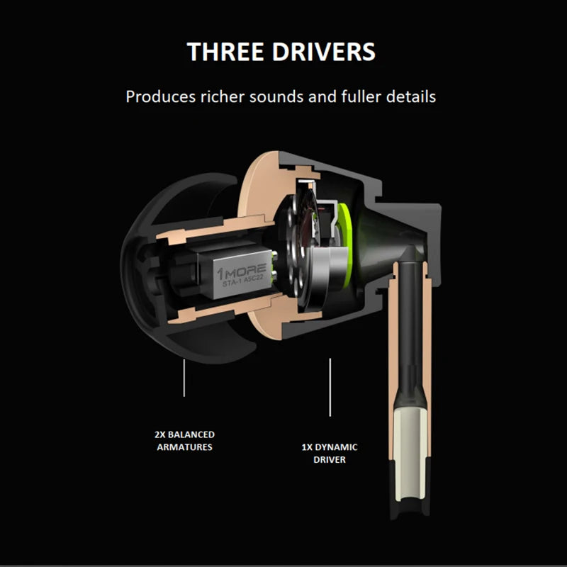 1MORE Triple Driver E1010 Wired Earphones