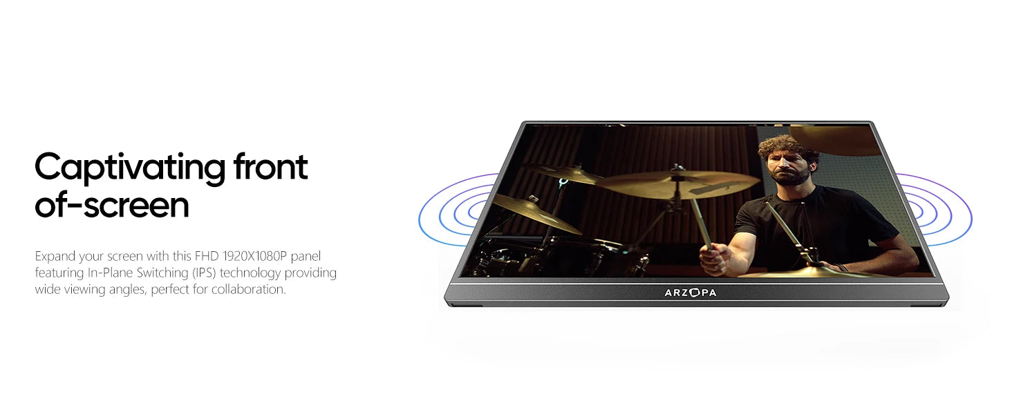 ARZOPA Z1C Full HD 16.1" Portable Monitor with Integrated Stand