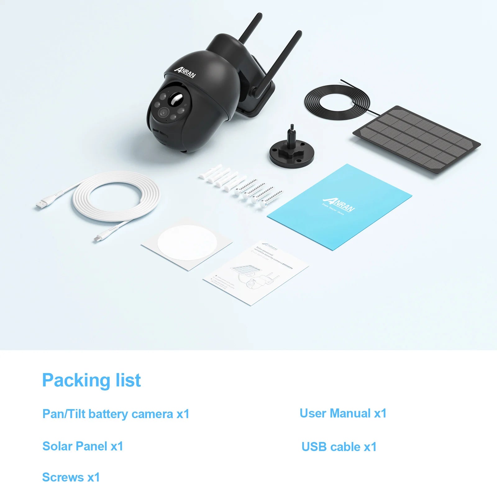 ANRAN 3MP Solar Powered WiFi Smart Home Security Camera