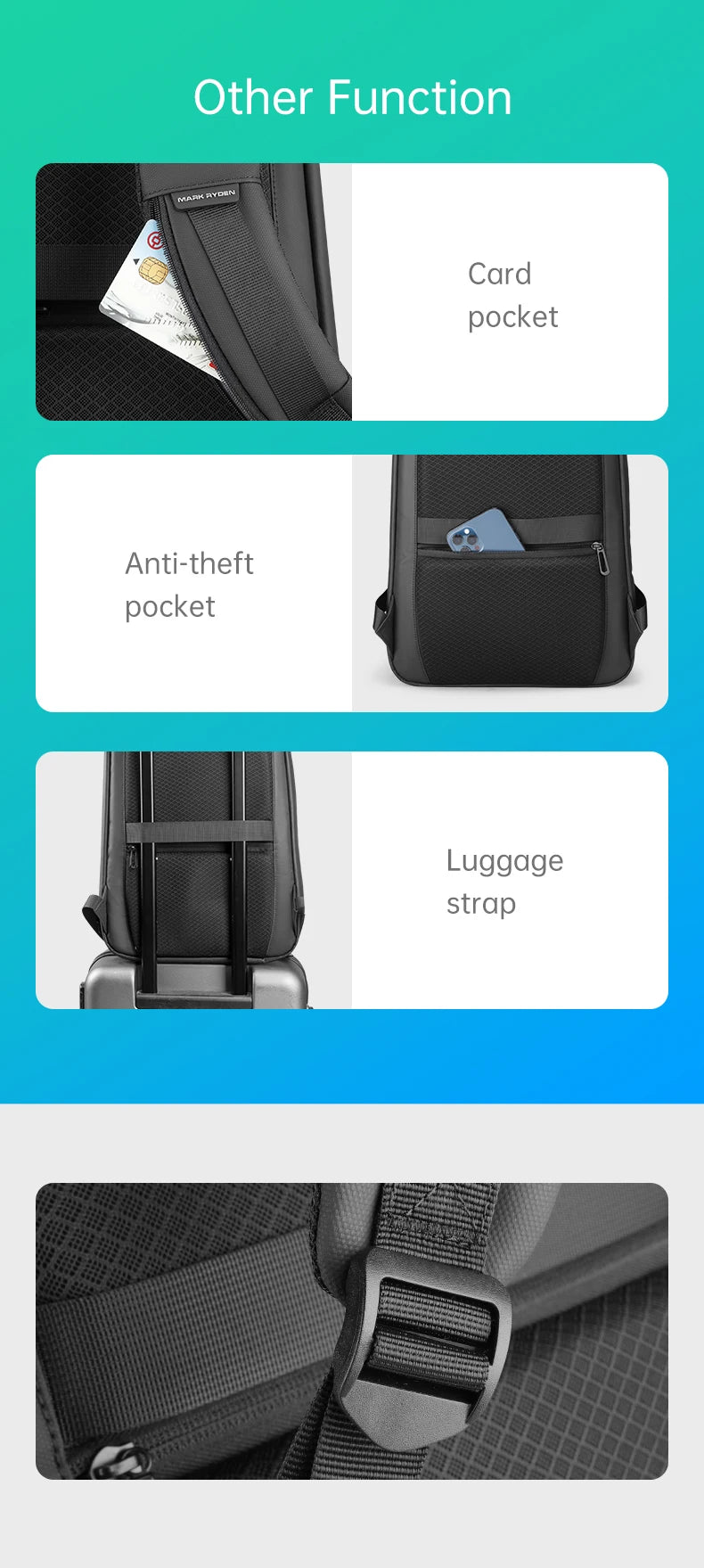 MARK RYDEN MR9008 Business Travel Backpack with USB Charging Port