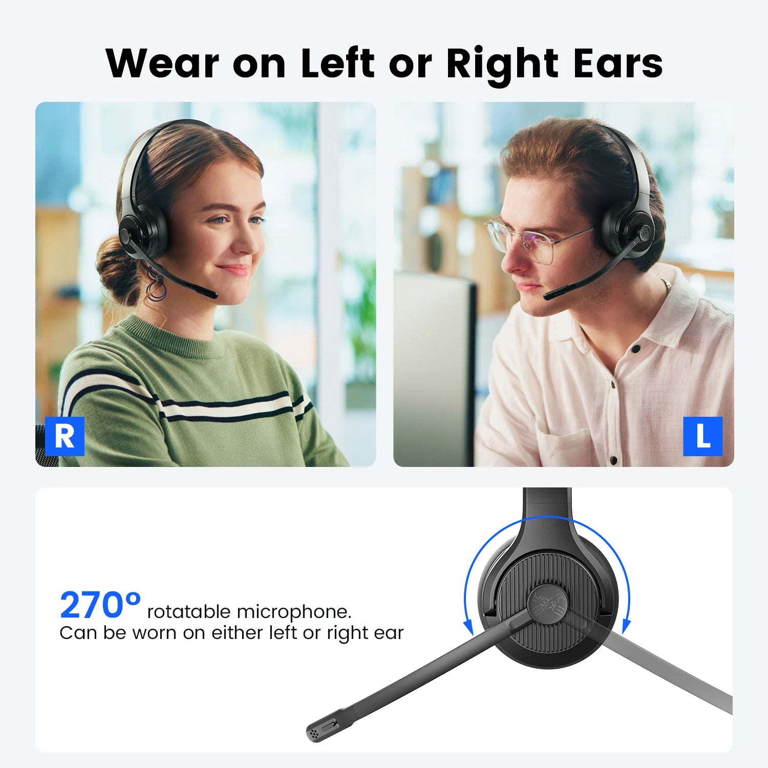 EKSA H3 Bluetooth Wireless Office Headset