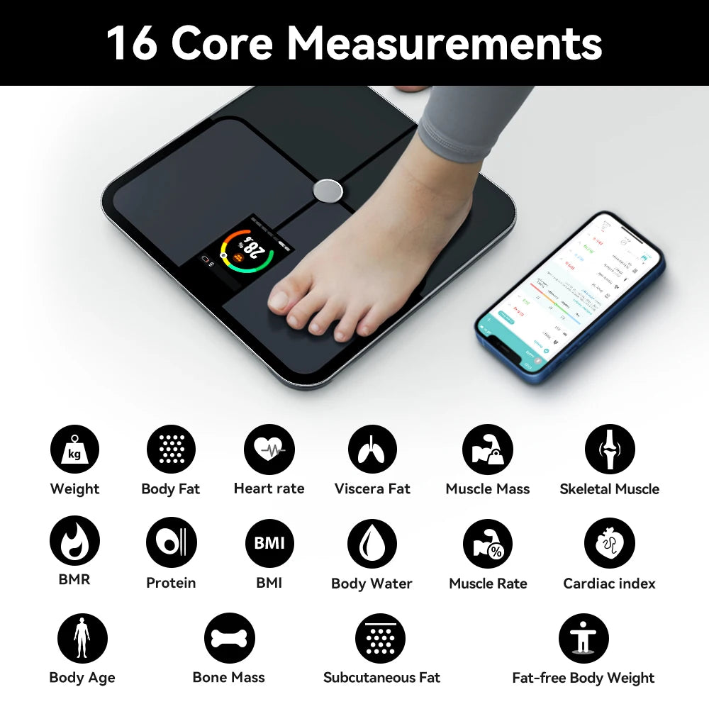 FITDAYS Bluetooth Smart Body Scales - Grey