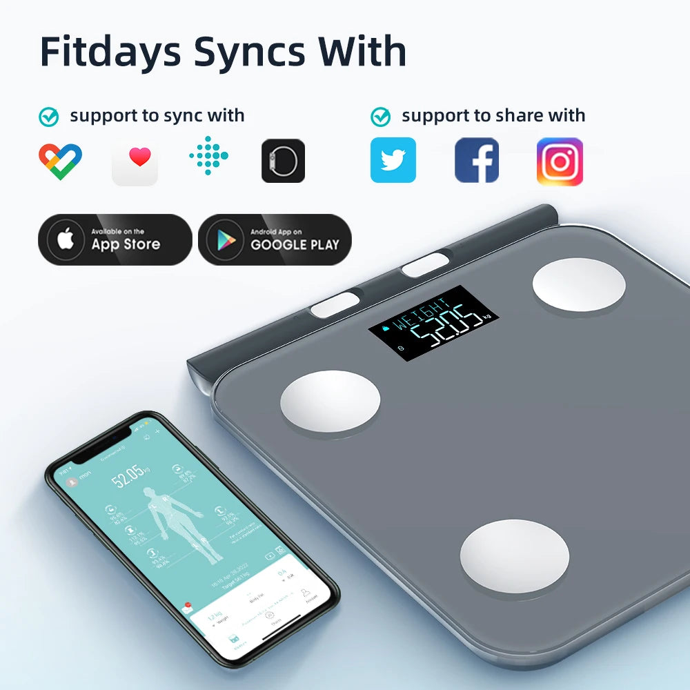 FITDAYS FG2211LB Bluetooth Smart Body Scales - Grey