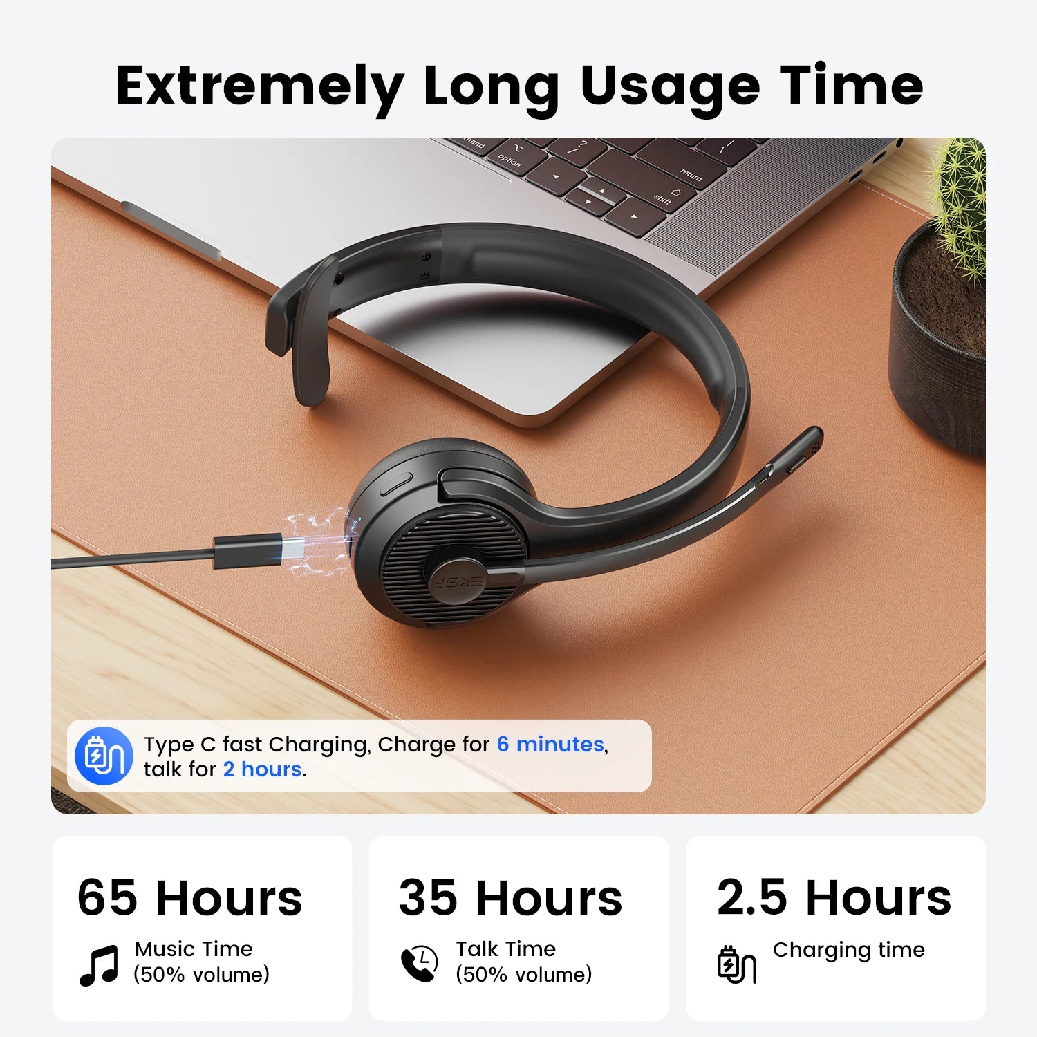 EKSA H3 Bluetooth Wireless Office Headset