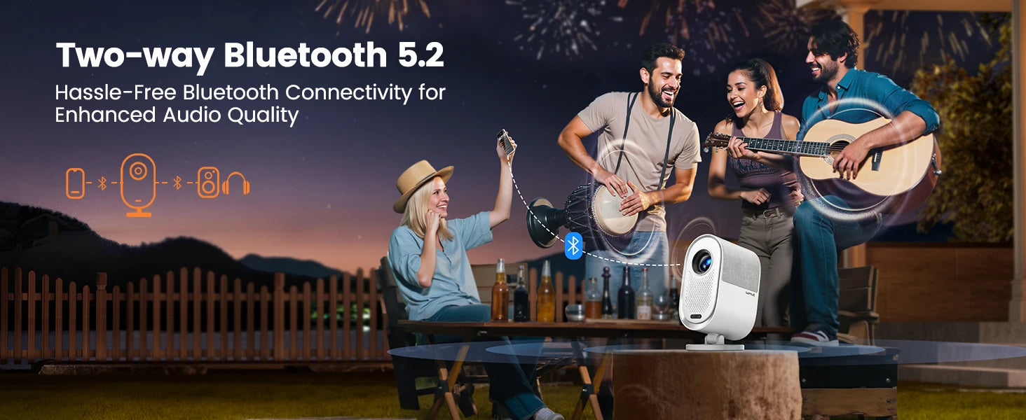 WiMius 30000 Lumens 4k Mini Portable Bluetooth Home Cinema Projector
