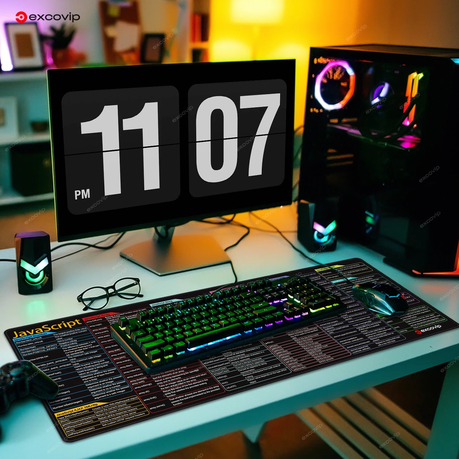 EXCO Non-Slip JavaScript Programming Desk Mat & Gaming Pad