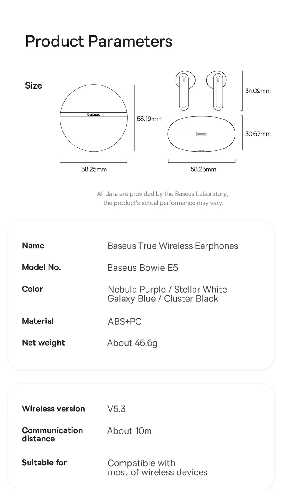 BASEUS Bowie E5 TWS Bluetooth Wireless Earphones