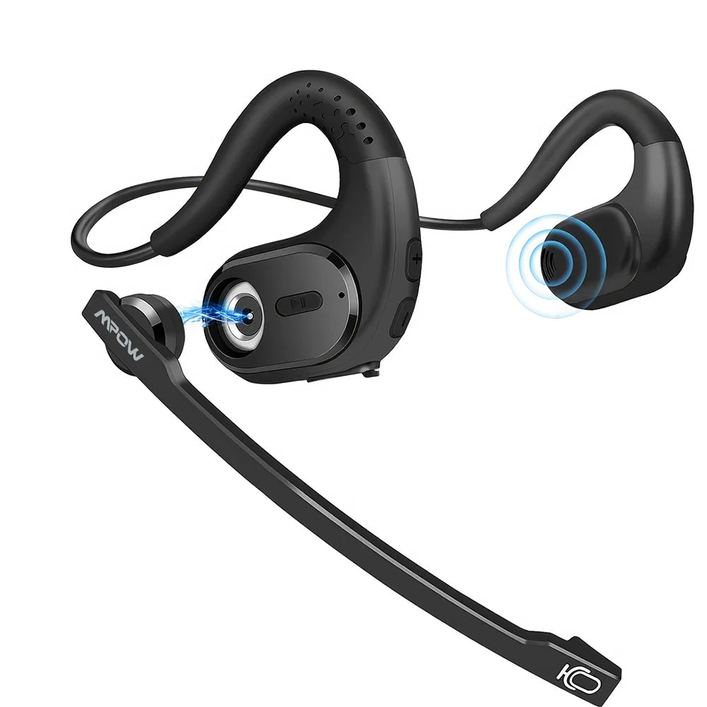 MPOW G9 Bluetooth Wireless Business Headset with Removable Microphone