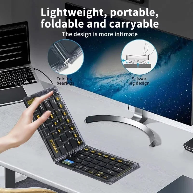 JOMAA Rechargeable Foldable Bluetooth Wireless Keyboard and Mouse