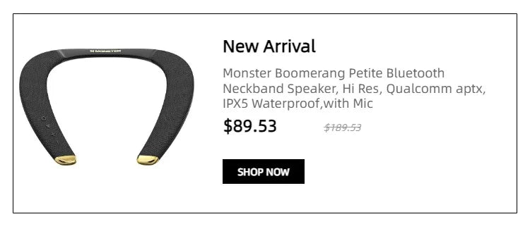 MONSTER Boomerang Portable Bluetooth Wireless Neckband Speaker