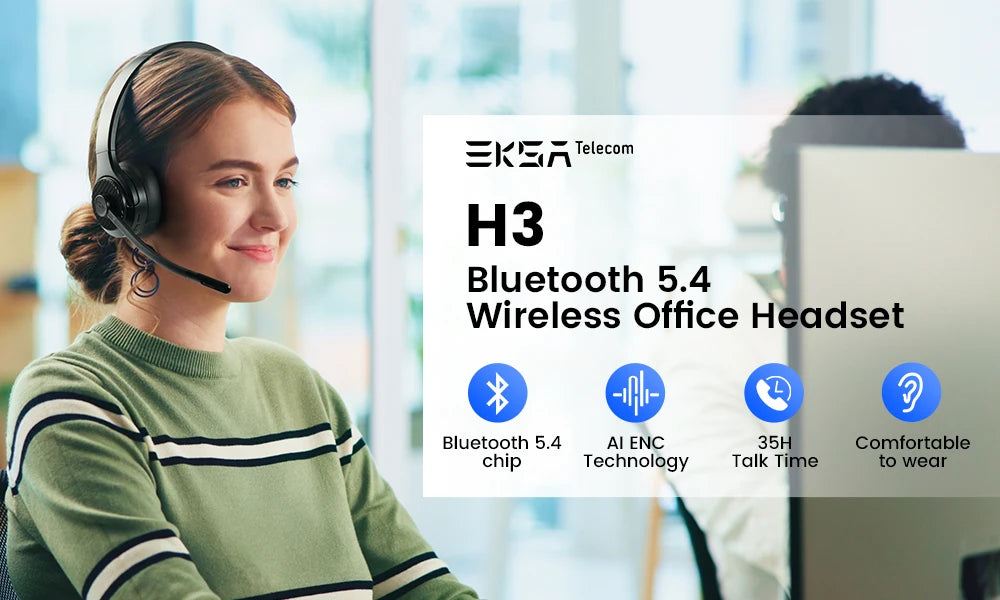 EKSA H3 Bluetooth Wireless Office Headset