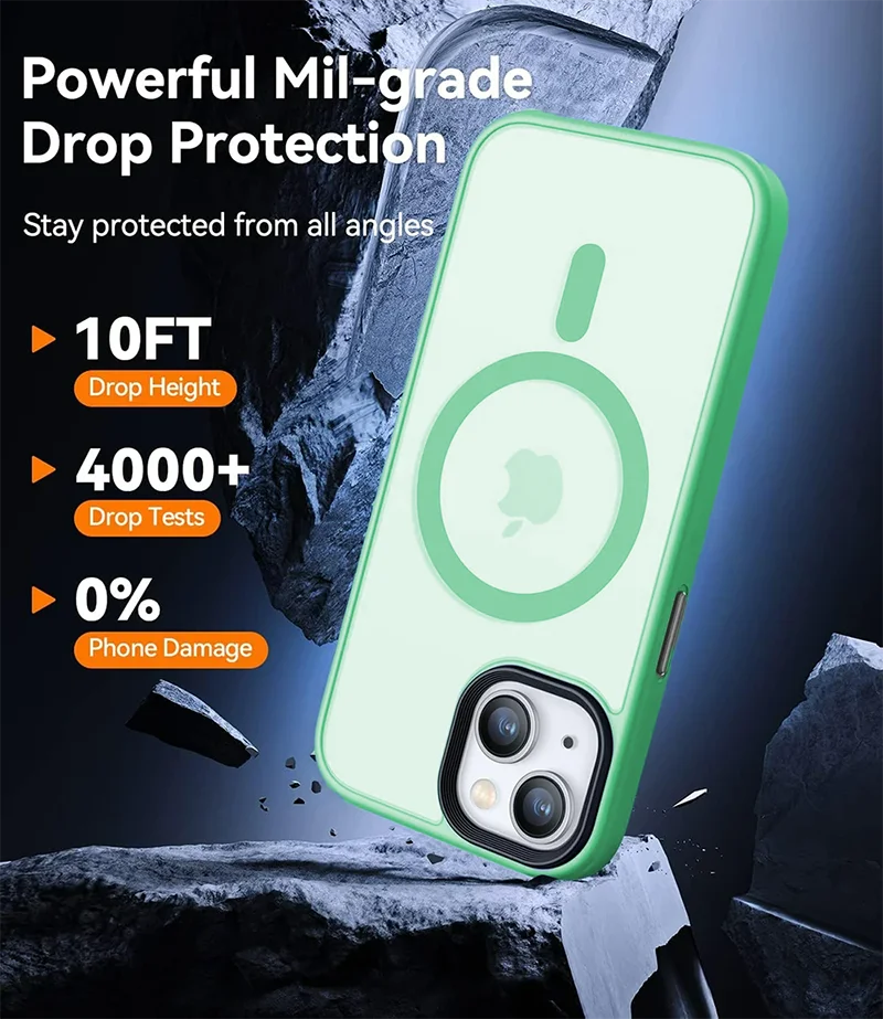 Translucent MagSafe Shockproof Hybrid Armor Case for iPhone